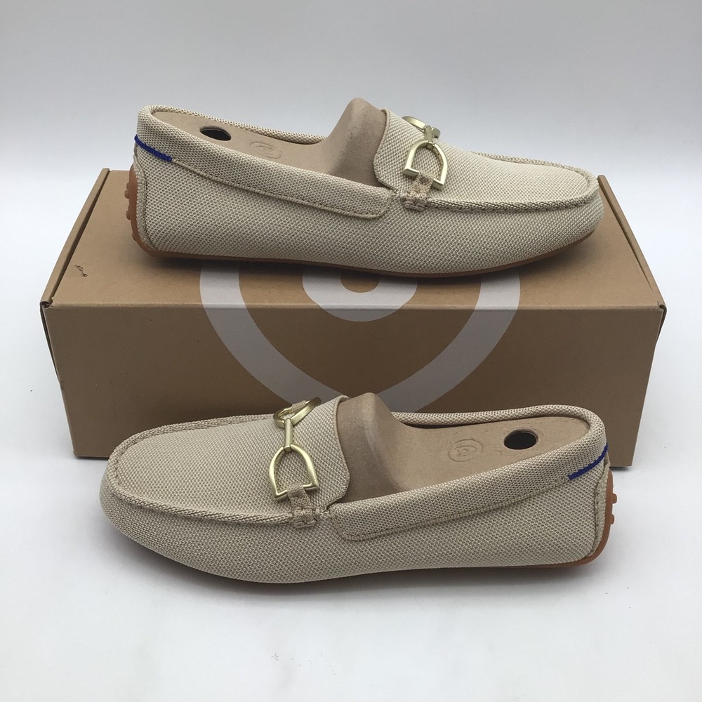 Rothys The Double Bit Driver Sesame Beige Knit Loafers Shoes Womens Size 9  NEW